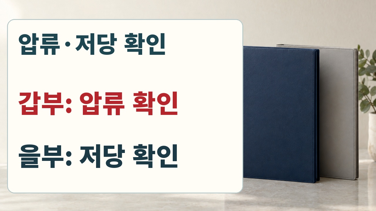 자동차등록원부 갑부의 압류와 을부의 저당을 별도로 확인하라는 비교 카드