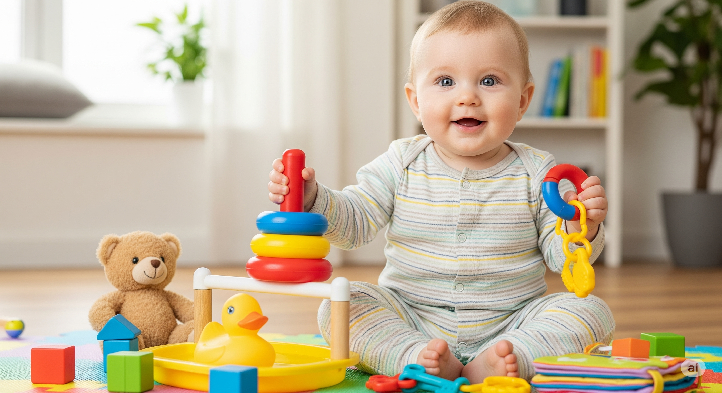 놀잇감으로 놀고 있는 유아 사진