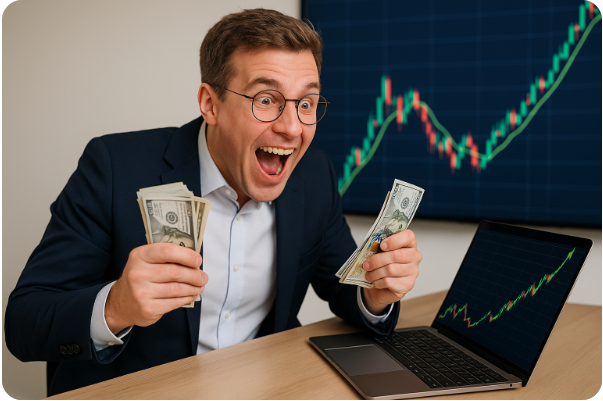 상승장에 투자한 남성 투자자