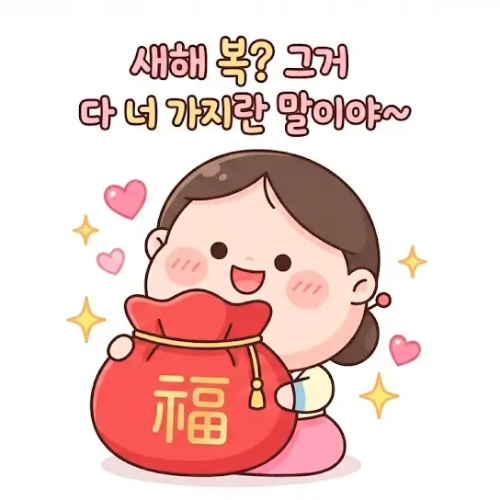 한복입고 복주머니 든 여자