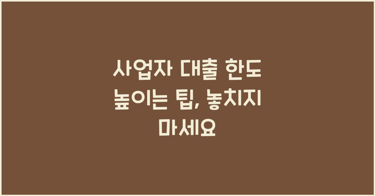사업자 대출 한도 높이는
