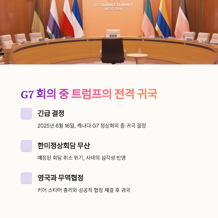 트럼프, G7 도중 긴급 귀국 결정
