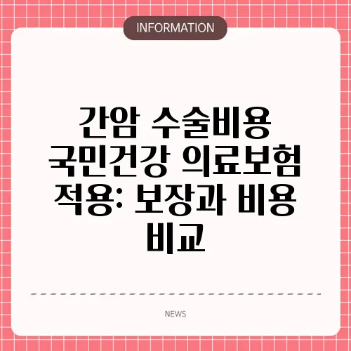 간암 수술비용 국민건강 의료보험 적용: 보장과 비용 비교