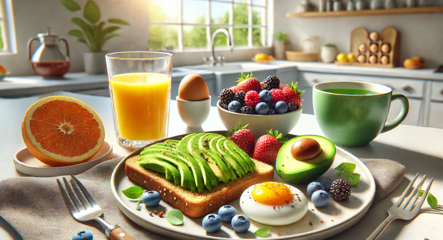 건강한 아침식단을 그린 그림
