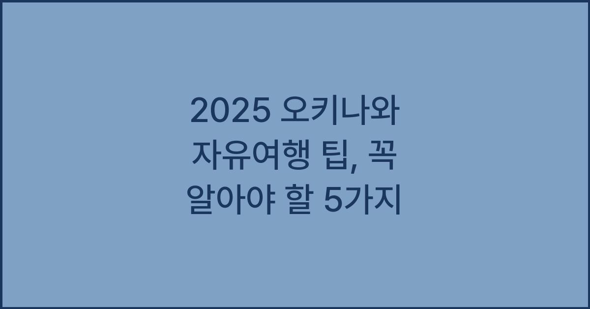 2025 오키나와 자유여행 팁