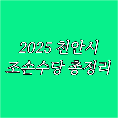 2025 천안시 조손가정수당 대상 금..