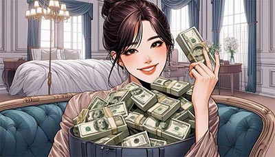 여성 돈 들고 있는 이미지