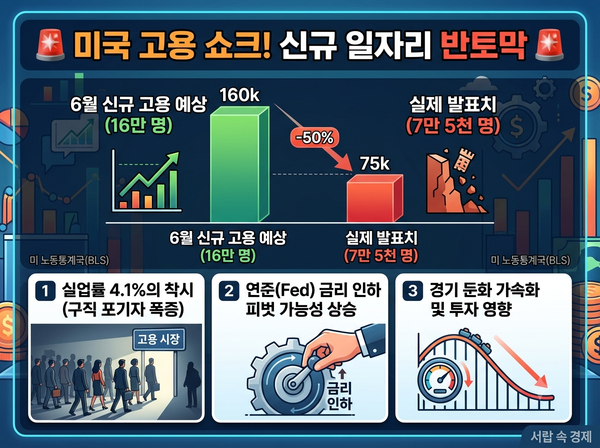 미국 고용 쇼크! 신규 일자리 반토막