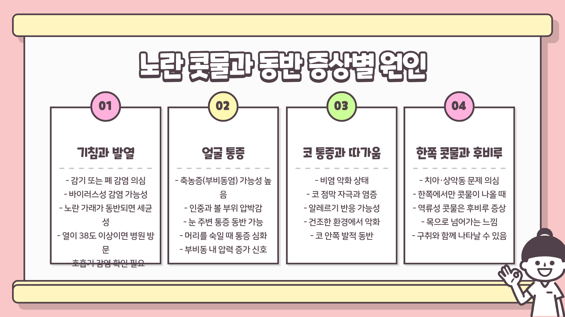 노란색 콧물 절대 가볍게 보면 안 된다? 감기부터 축농증까지 한 번에 정리한 진짜 원인과 대처법