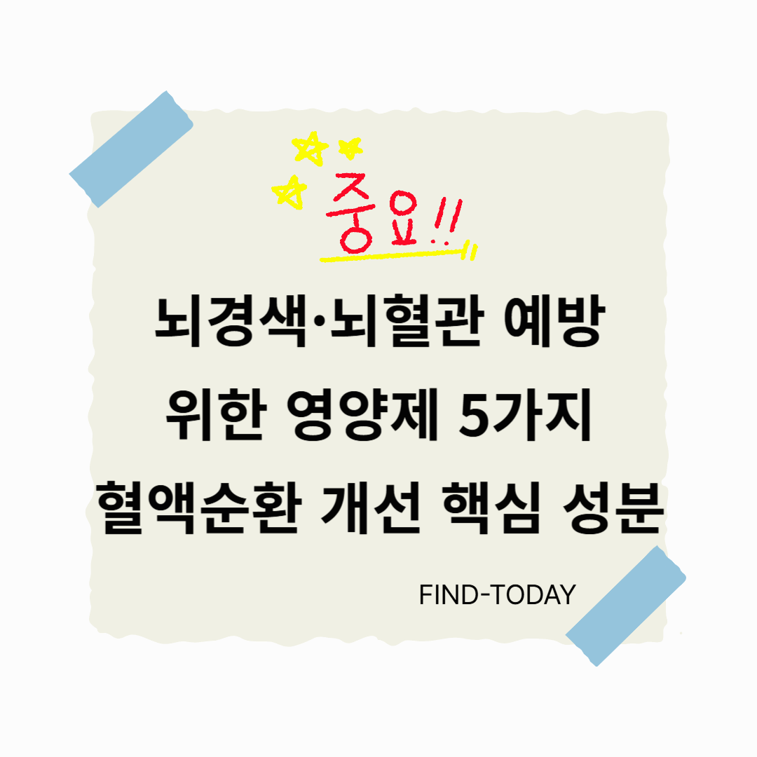 뇌경색·뇌혈관 예방 위한 영양제 5가지, 혈액순환 개선 핵심 성분