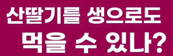 산딸기를 생으로도 먹을 수 있나?
