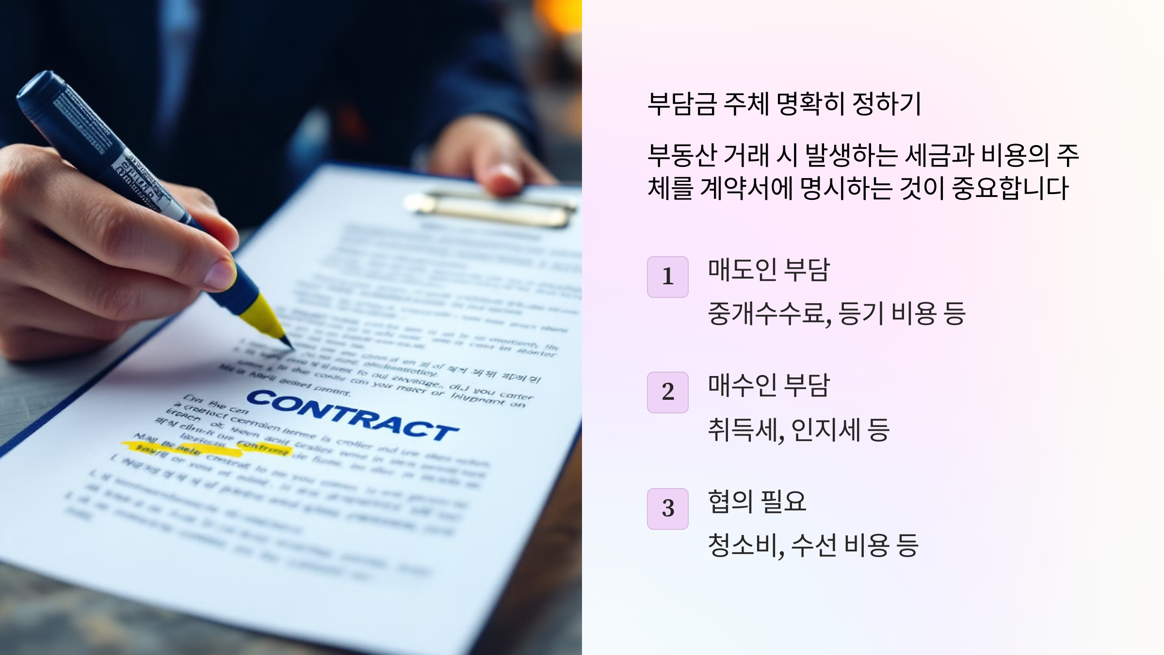 부동산 계약시 꼭 적어야 할 것들 을 상세히 적어놓음