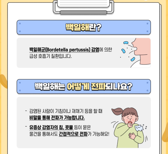 백일해 예방접종 관련한 안내 포스터