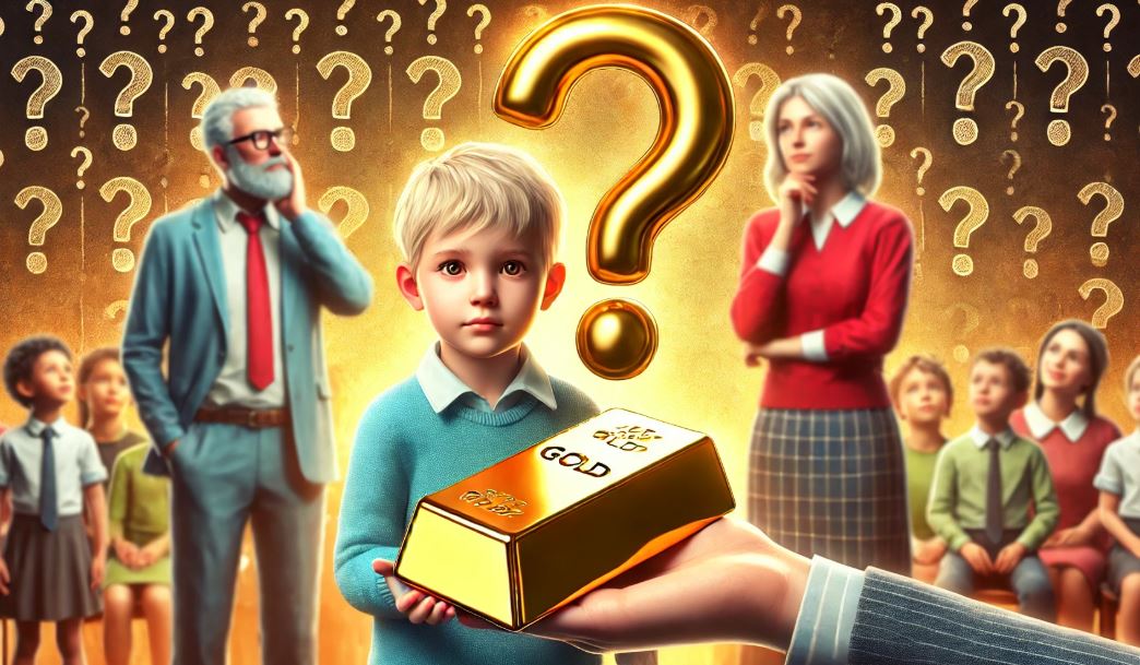 미성년 자녀에게 금을 주는 그림