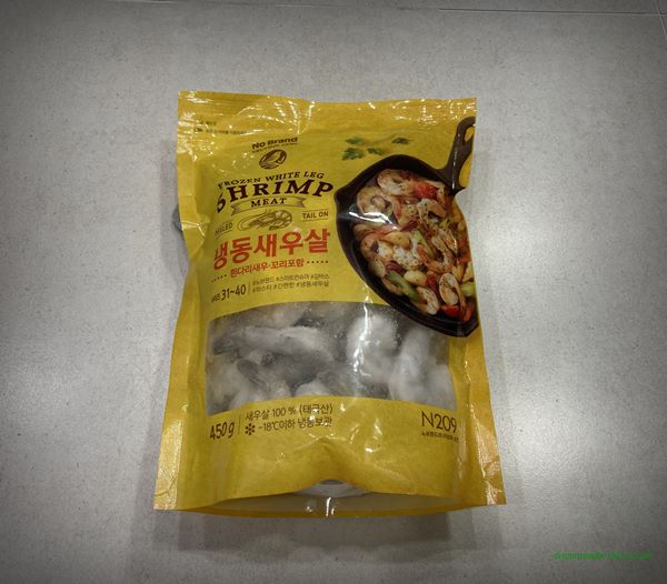 이마트 노브랜드 냉동 새우살(흰다리새우,꼬리 포함)(라면 부재료) 2023년 1~3월 포장