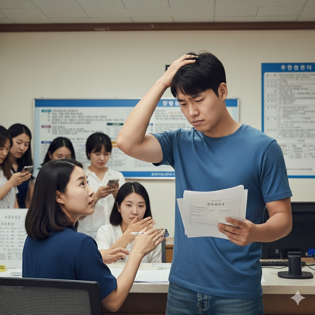 전입신고에 대해 고민하는 사진입니다.