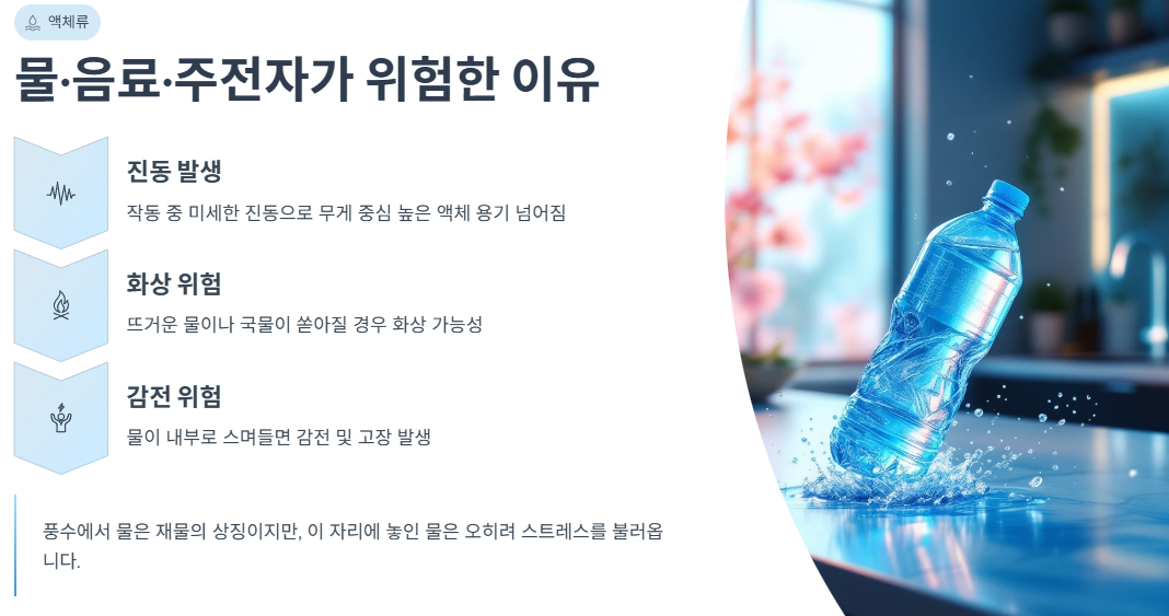 물·음료·주전자 같은 액체류가 위험한 이유