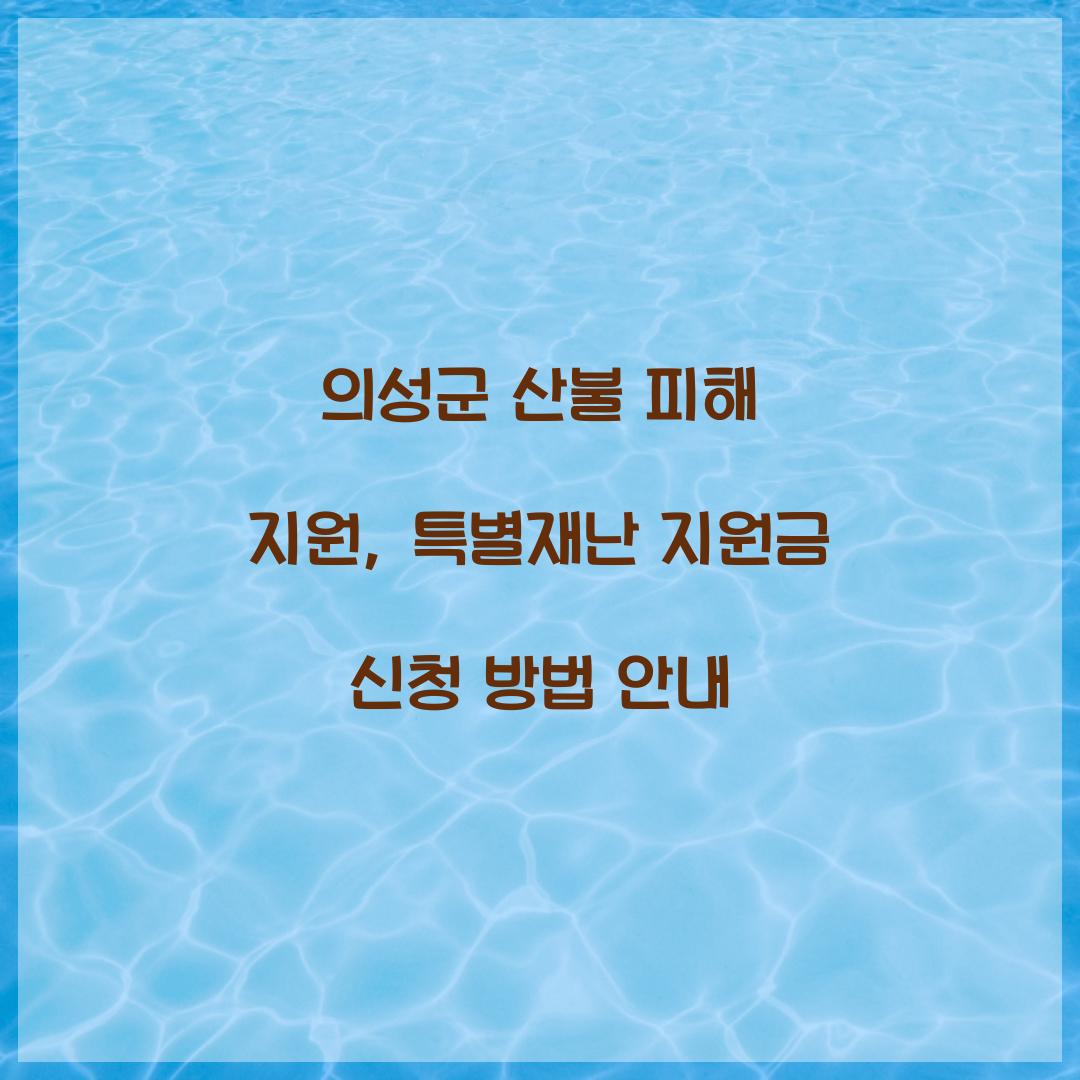 의성군 산불, 특별재난 지원금, 산불 피해 지원