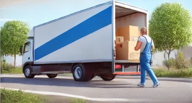 트럭에 짐 을 싣는 모습