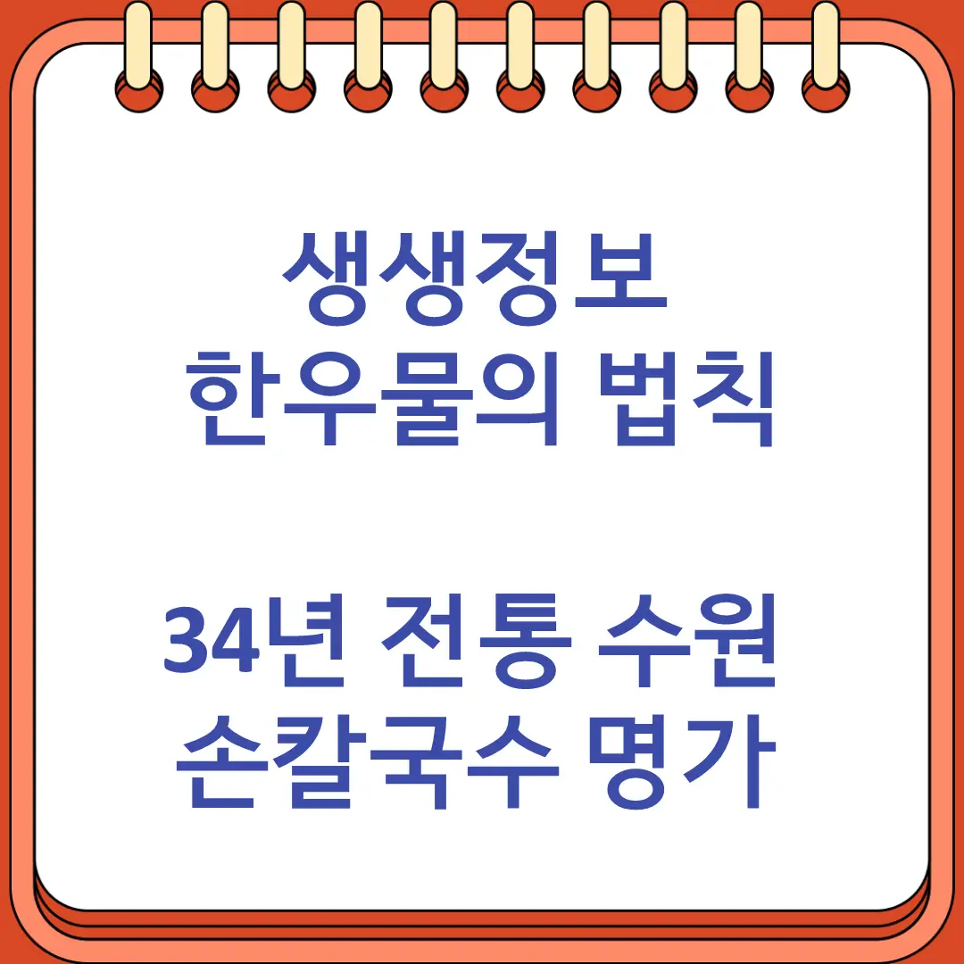 생생정보 한우물의 법칙 34년 전통 수원 손칼국수 명가