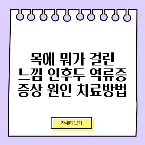 목에 뭐가 걸린 느낌 인후두 역류증 증상 원인 치료방법