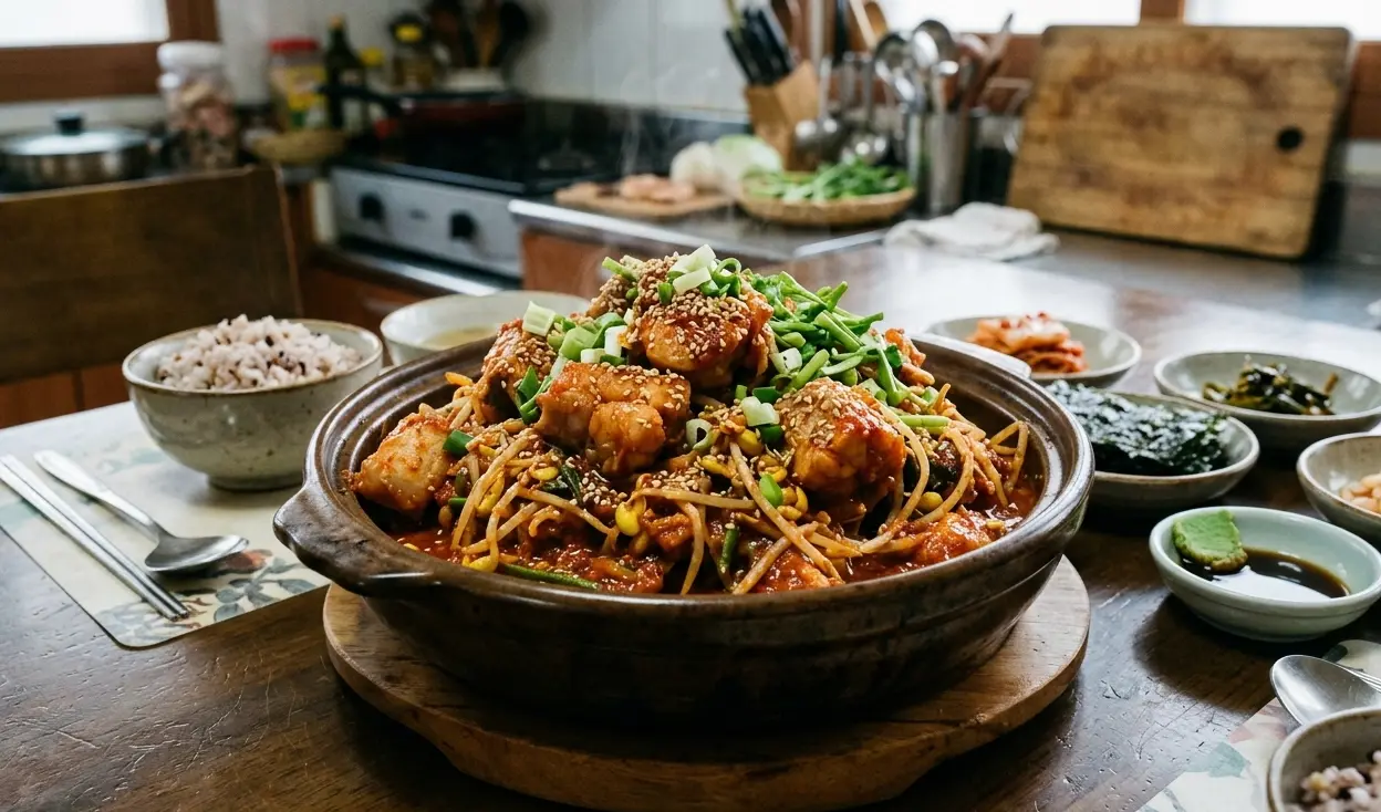 생아귀에 콩나물이 듬뿍 들어간 아귀찜은 구운 생김에 밥과 함께 싸먹으면 맛이 좋습니다. 이때 곁들이는 소주 한잔은 한국 아재들의 훌륭한 반주가 됩니다.