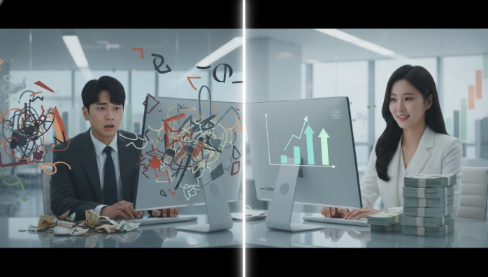 IRP 운용 전략 비교: 복잡한 투자 대신 명확한 전략으로 수익을 높이는 한국인 투자자 모습