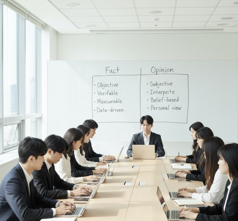 첫 문장 선택 기준을 정리한 교육 자료