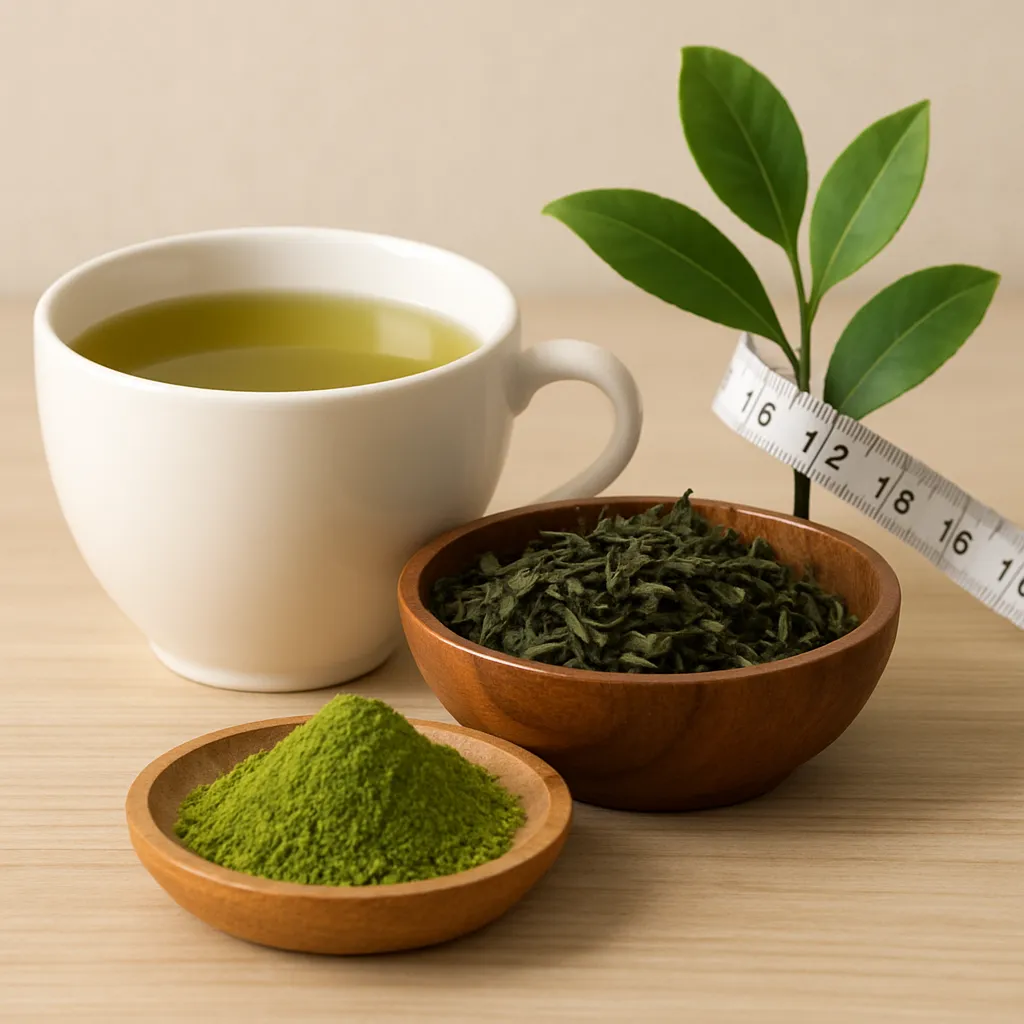 녹차의-체중-관리-효과를-강조하는-이미지로,-따뜻한-녹차-한-잔과-찻잎,-그리고-건강한-느낌의-자연-요소가-담긴-장면