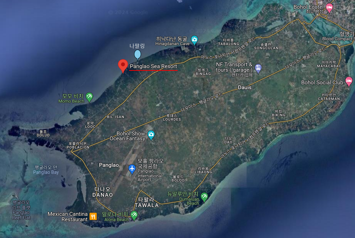 팡라오씨 리조트(Panglao Sea Resort) 위치