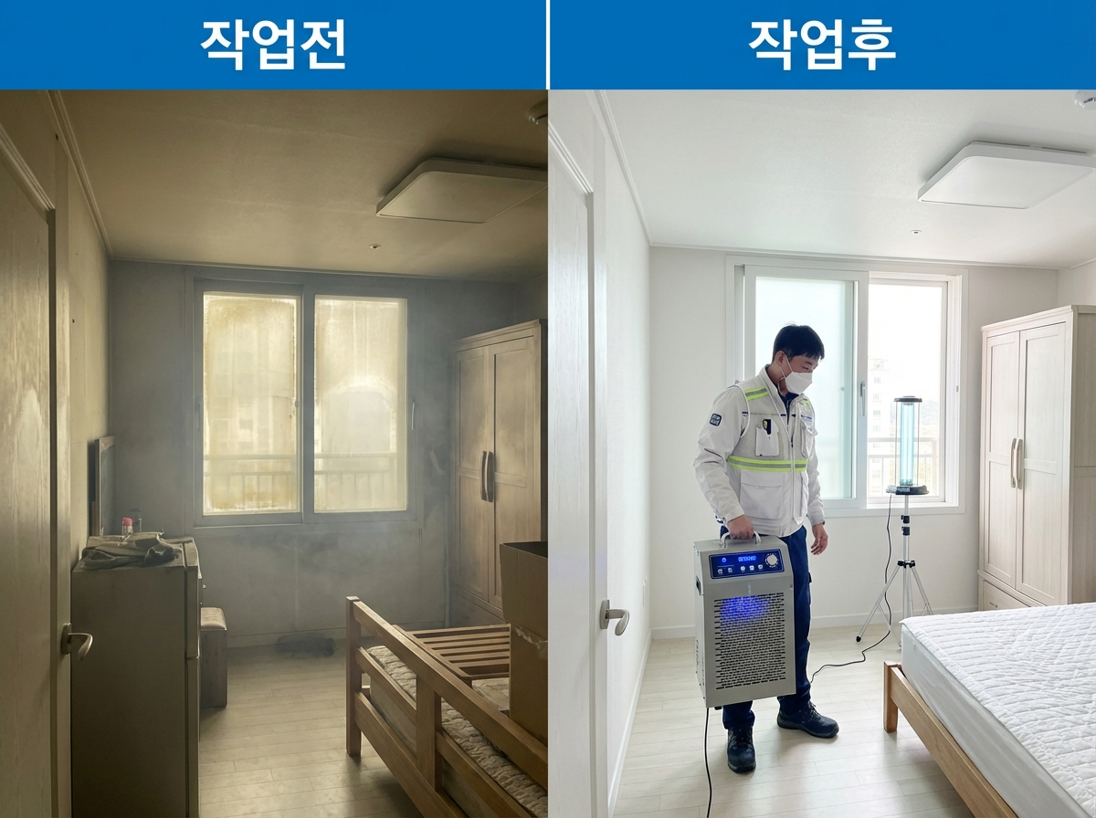 목포 아파트 화재청소 후 복구중