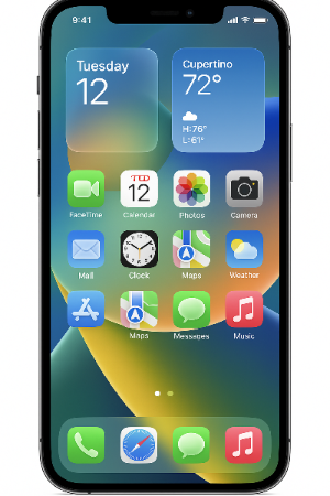 새로운 Liquid Glass 디자인이 적용된 아이폰 홈 화면과 위젯