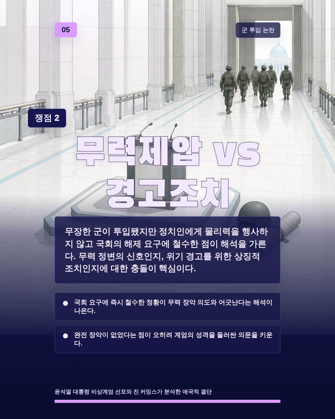무력제압 vs 경고조치