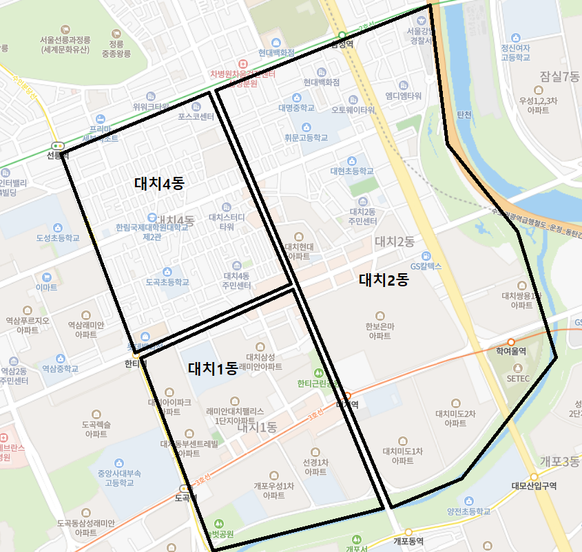 대치동 행정구역 지도