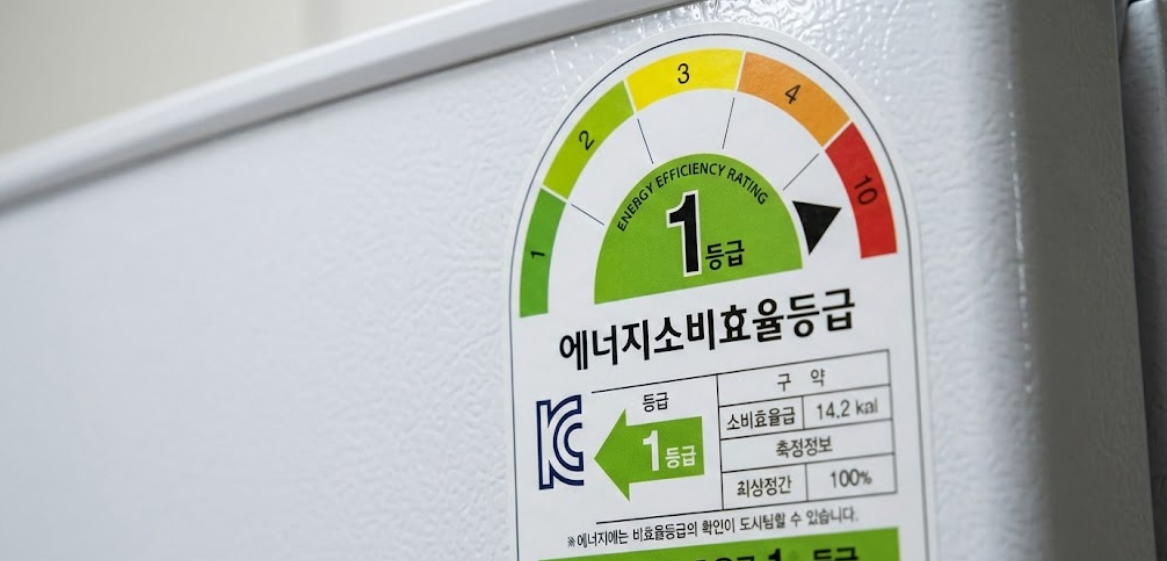 에너지 소비효율 1등급 라벨 근접 사진
