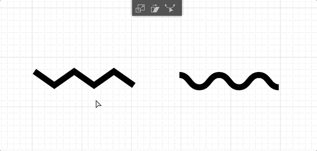 열린 패스에서의 모양 변경 도구 사용하기