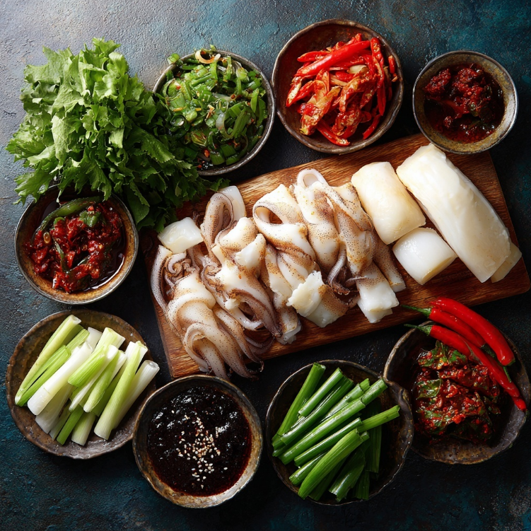 오징어볶음을 위한 재료 손질