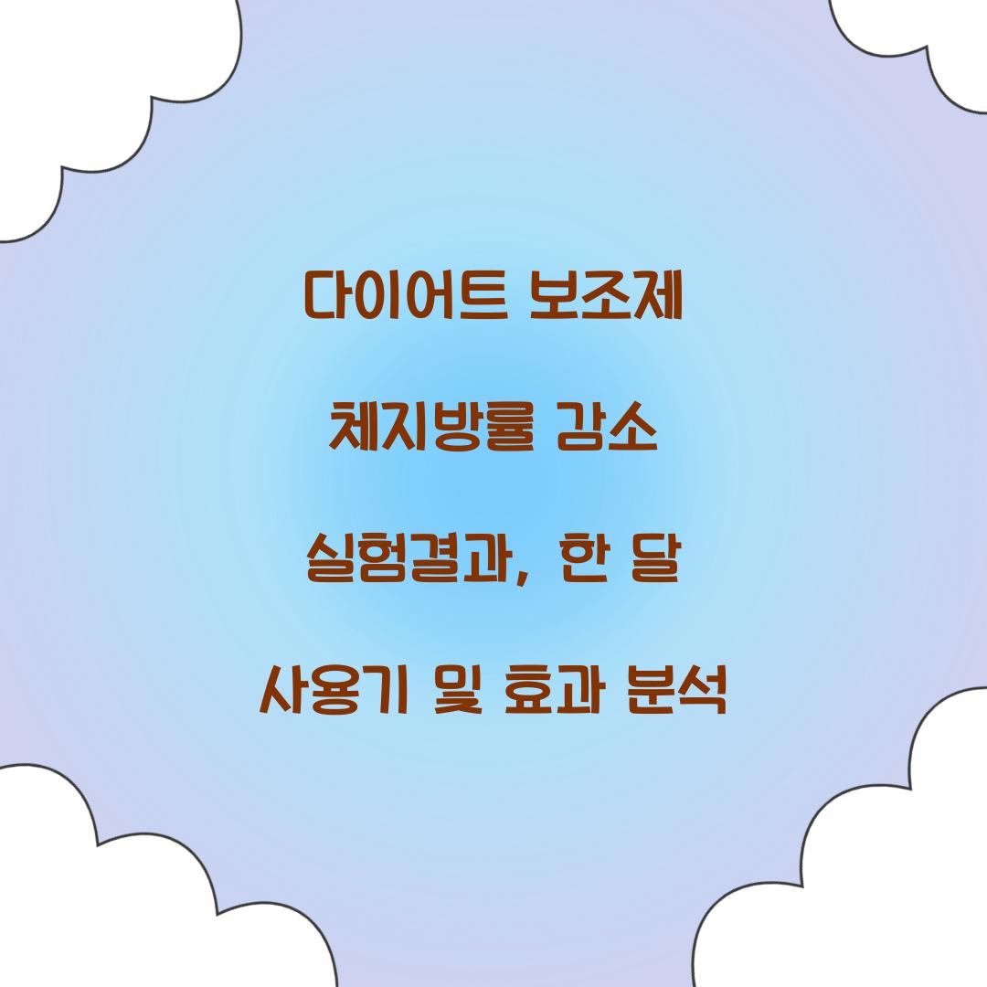 다이어트 보조제 체지방률 감소 실험결과