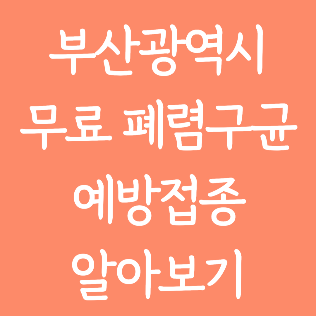 부산광역시 무료 폐렴구균 예방접종 알아보기