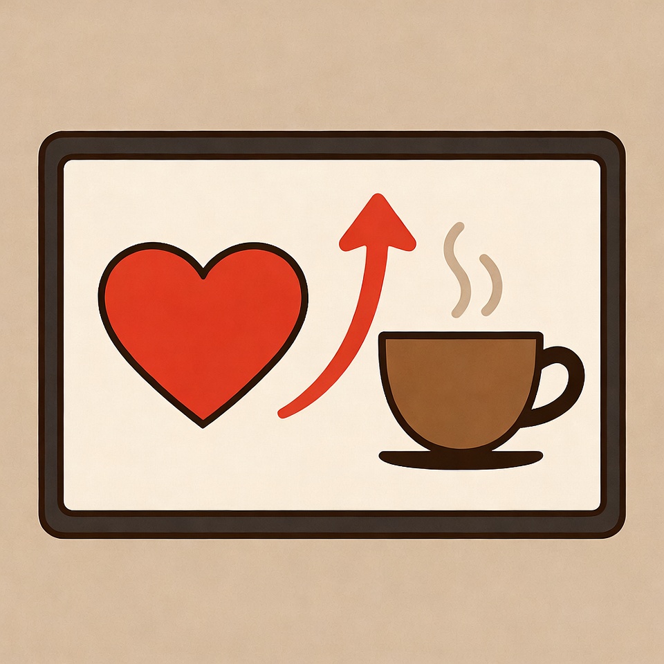 카페인이 심장과 혈압에 미치는 영향을 표현한 일러스트