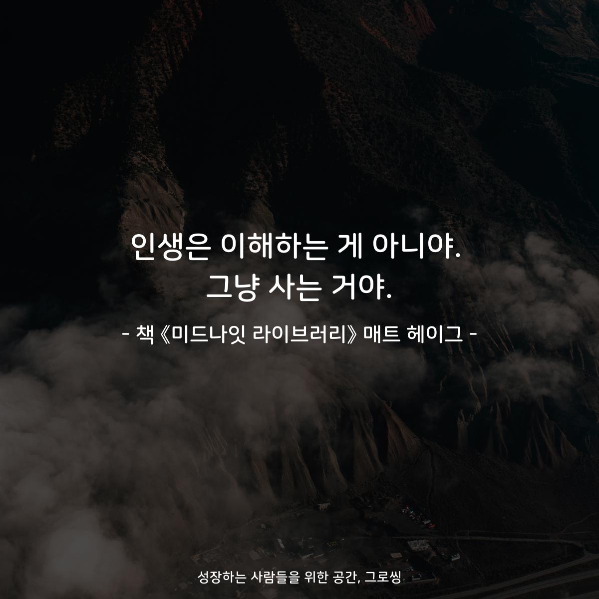 인생은 이해하는 게 아니야.
그냥 사는 거야.