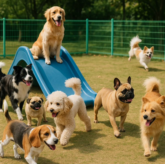 애견 놀이터 강아지들 사진