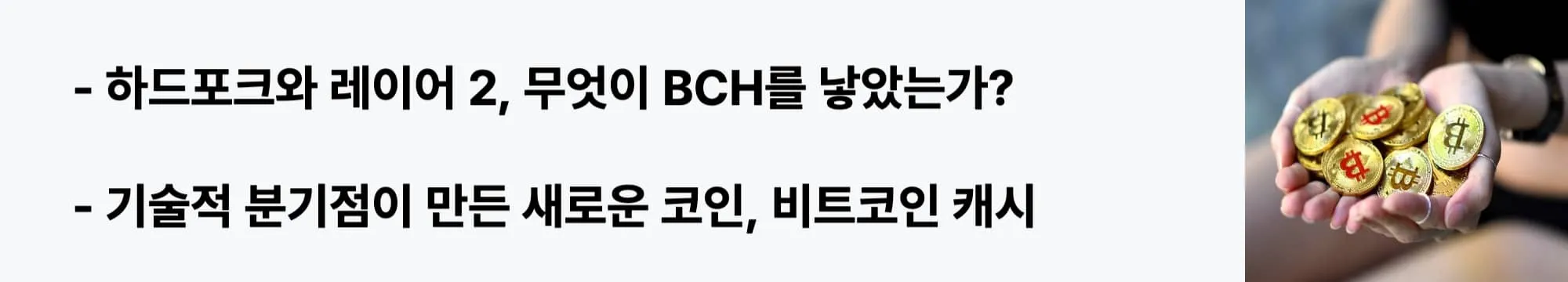 비트코인 캐시를 이해하기 위한 핵심 개념을 다룬 웹배너 이미지. 하드포크와 레이어 2 구조를 중심으로 기술적 분기점에서 탄생한 BCH의 의미를 설명함 (bch background concept)