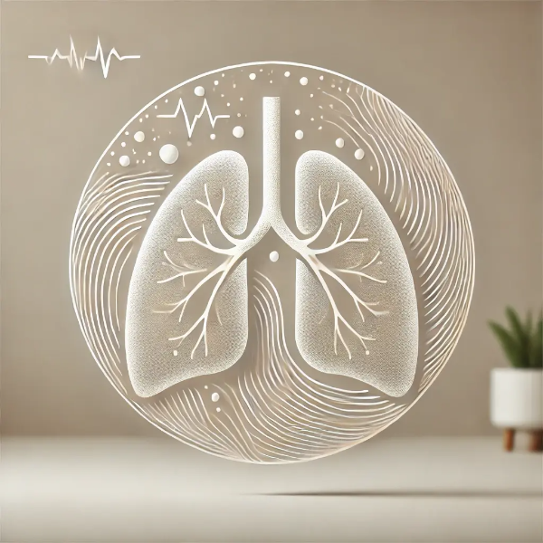 숨 쉬기 어려움을 상징하는 미니멀한 스튜디오 그래픽 이미지