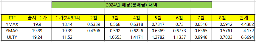 2024년 배당(분배금) 내역