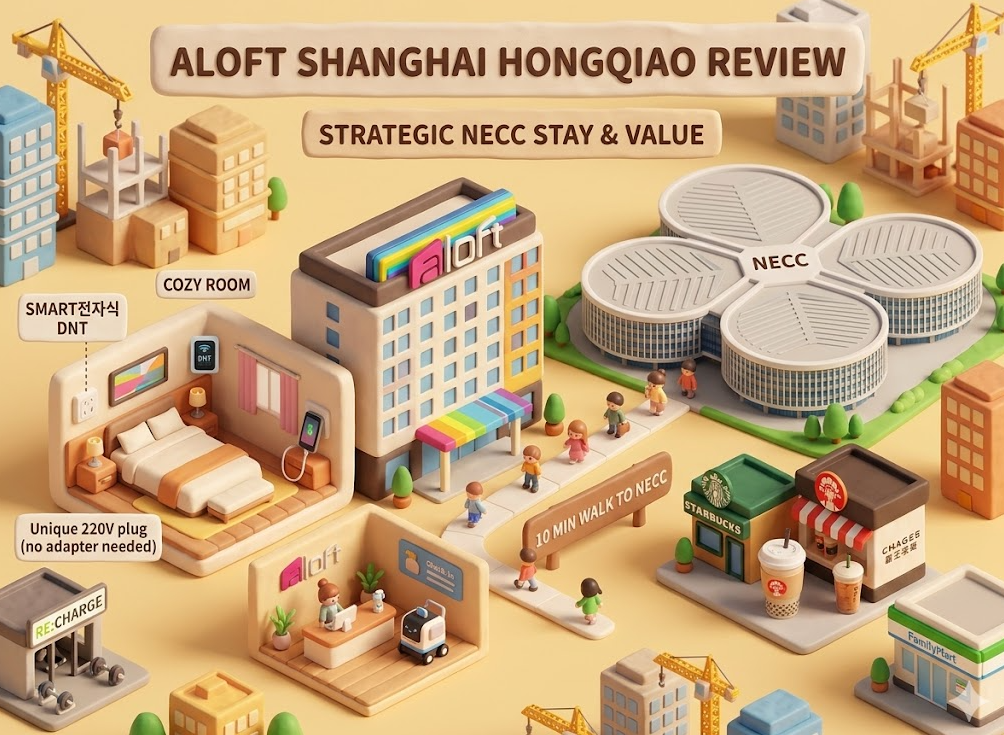 [3월 중국] 상하이 출장 숙소 : NECC 도보 10분, 가성비 훌륭한 '알로프트 상하이 홍차오' 호텔 후기