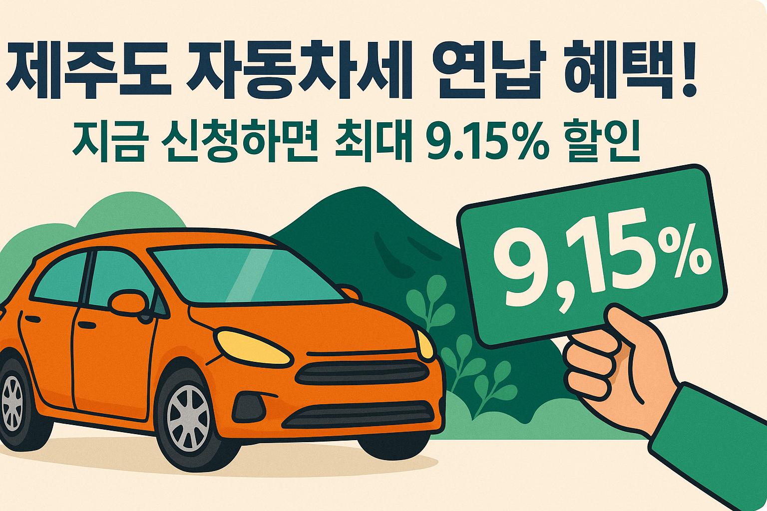 제주도 자동차세 연납 혜택! 지금 신청하면 최대 9.15% 할인