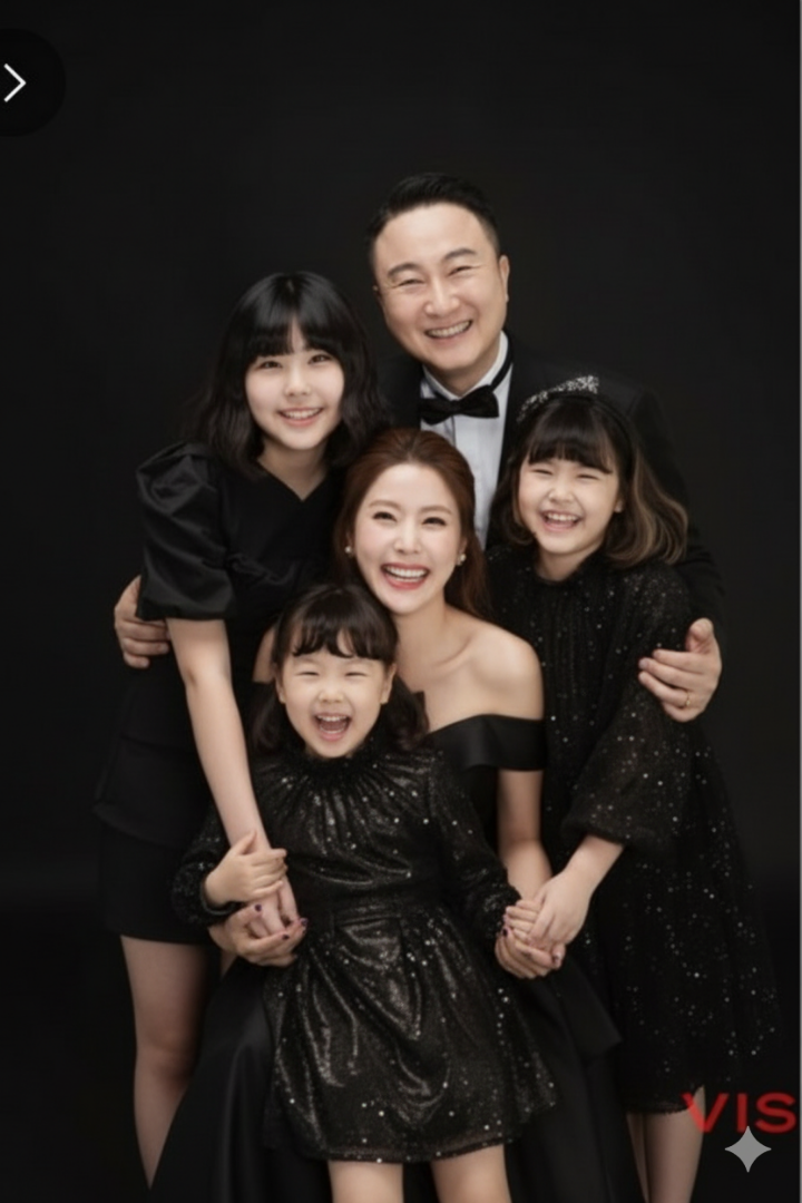 주영훈 이윤미 가족이 환하게 웃으며 함께 서있는 모습