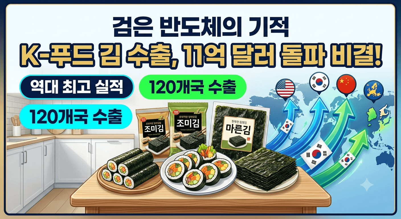 K푸드 김 수출 성장세, &lsquo;검은 반도체&rsquo; 김 수출 11억 달러 돌파의 비결과 미래 전망