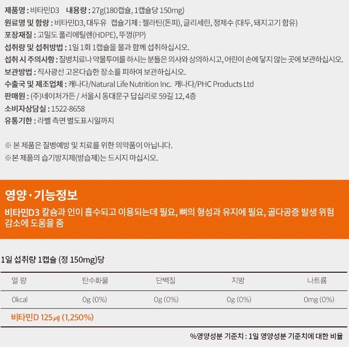 뉴트리가든 비타민D3 5000IU